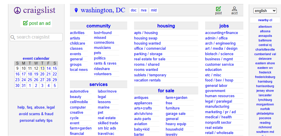 Craigslist Washington DC